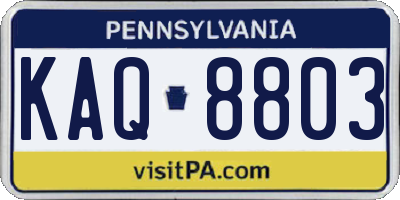 PA license plate KAQ8803