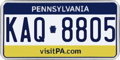 PA license plate KAQ8805