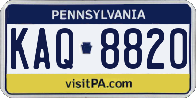 PA license plate KAQ8820