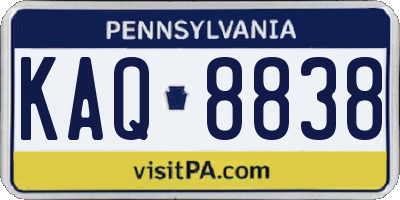 PA license plate KAQ8838