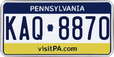 PA license plate KAQ8870