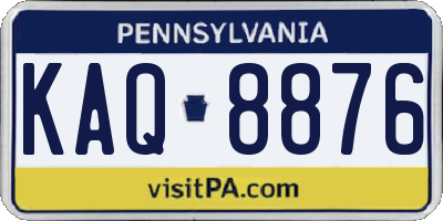 PA license plate KAQ8876