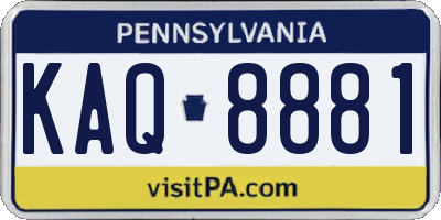 PA license plate KAQ8881