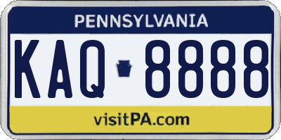 PA license plate KAQ8888