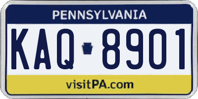 PA license plate KAQ8901