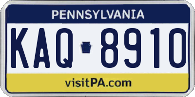 PA license plate KAQ8910