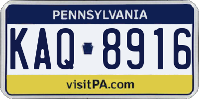 PA license plate KAQ8916