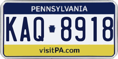 PA license plate KAQ8918