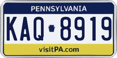 PA license plate KAQ8919
