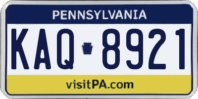 PA license plate KAQ8921