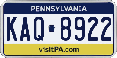 PA license plate KAQ8922