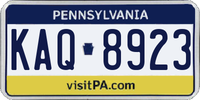 PA license plate KAQ8923