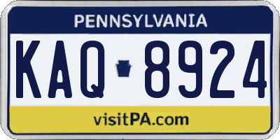 PA license plate KAQ8924