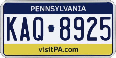 PA license plate KAQ8925