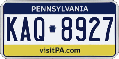 PA license plate KAQ8927