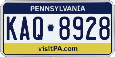 PA license plate KAQ8928