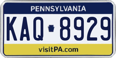 PA license plate KAQ8929