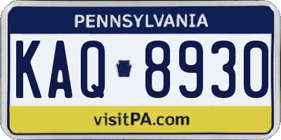 PA license plate KAQ8930