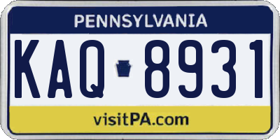 PA license plate KAQ8931