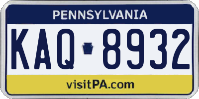 PA license plate KAQ8932