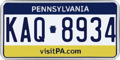 PA license plate KAQ8934