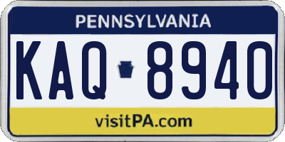 PA license plate KAQ8940