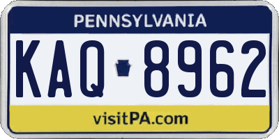 PA license plate KAQ8962