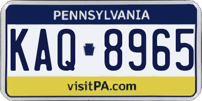 PA license plate KAQ8965