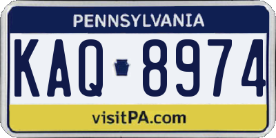 PA license plate KAQ8974