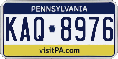 PA license plate KAQ8976