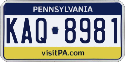PA license plate KAQ8981