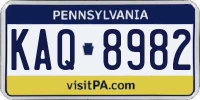 PA license plate KAQ8982