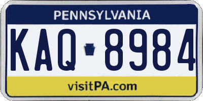 PA license plate KAQ8984