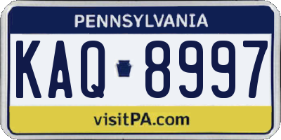 PA license plate KAQ8997
