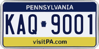 PA license plate KAQ9001