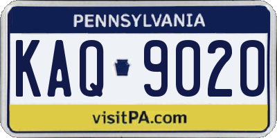 PA license plate KAQ9020