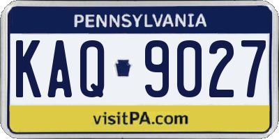 PA license plate KAQ9027