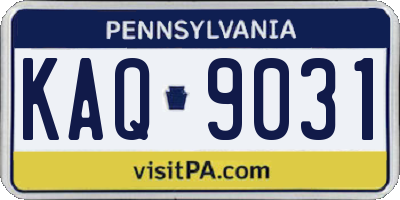 PA license plate KAQ9031