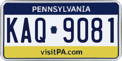 PA license plate KAQ9081