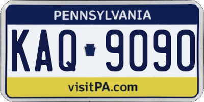 PA license plate KAQ9090