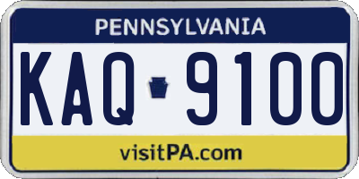 PA license plate KAQ9100