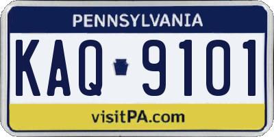 PA license plate KAQ9101