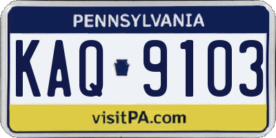 PA license plate KAQ9103