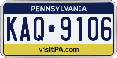 PA license plate KAQ9106