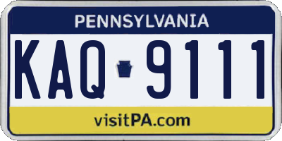 PA license plate KAQ9111