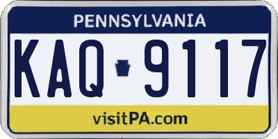 PA license plate KAQ9117