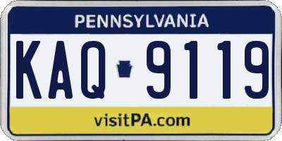 PA license plate KAQ9119