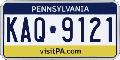 PA license plate KAQ9121