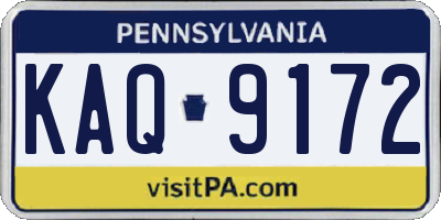 PA license plate KAQ9172
