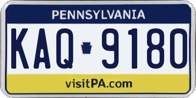 PA license plate KAQ9180